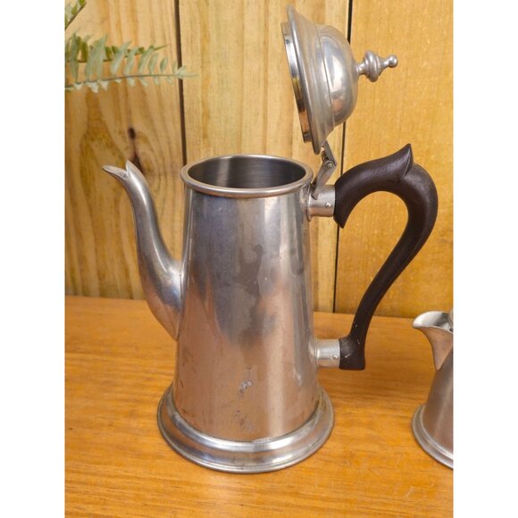 Vintage Kirk Stieff Pewter Coffee Pot and Matching Creamer - Picture 14 of 16